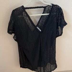 Elegant Black Lace V-Neck Top